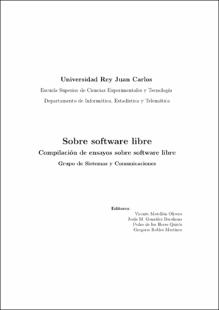 Portada Sobre software libre : Compilación de ensayos sobre software libre