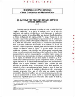 Portada el duelo y su relación con los estados maniaco depresivos