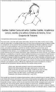 Portada Carta del señor Galileo GalileiAcadémico Linceo; escrita a la señora Cristina de Lorena; Gran Duquesa de Toscana