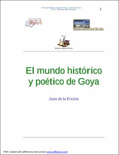 Portada El mundo histórico y poético de Goya