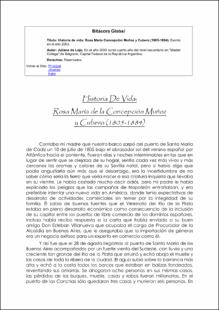 Portada Historia de vida : Rosa María de la Concepción Muñoz y Cubero (1805-1884)