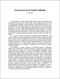 Portada La inocencia de Isabel Allende