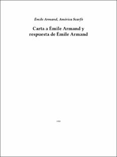 Portada Carta a Émile Armand y respuesta de Émile Armand