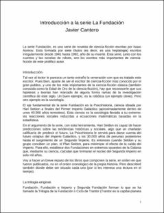 Portada Introducción a la serie La Fundación