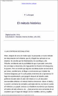 Portada El método histórico