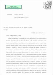 Portada La literatura y la vida