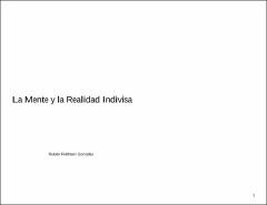 Portada La mente y la realidad indivisa