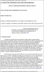 Portada la noción gramsciana de hegemonía en el convulsionado fin de siglo