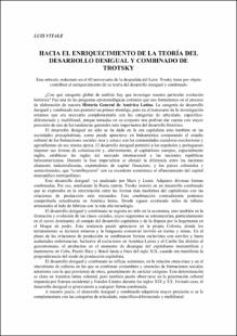 Portada Hacia el enriquecimiento de la teoría del desarrollo desigual y combinado de Trotsky